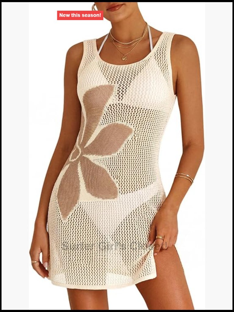 Crochet Knit Swimwear Cover Up Open Weave Beach Vacation Outfit